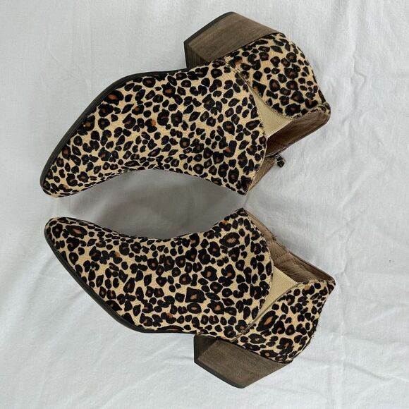 Caslon Nora Chelsea Womens Sz 8M Fur Calf‎ Hair Leather Leopard Zip Ankle Boots - Picture 6 of 8
